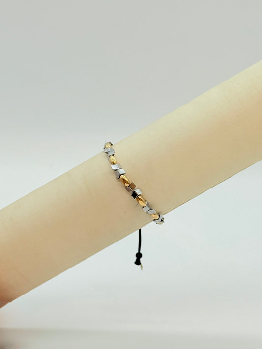 Gold Beans And Silver bracelet in 18K