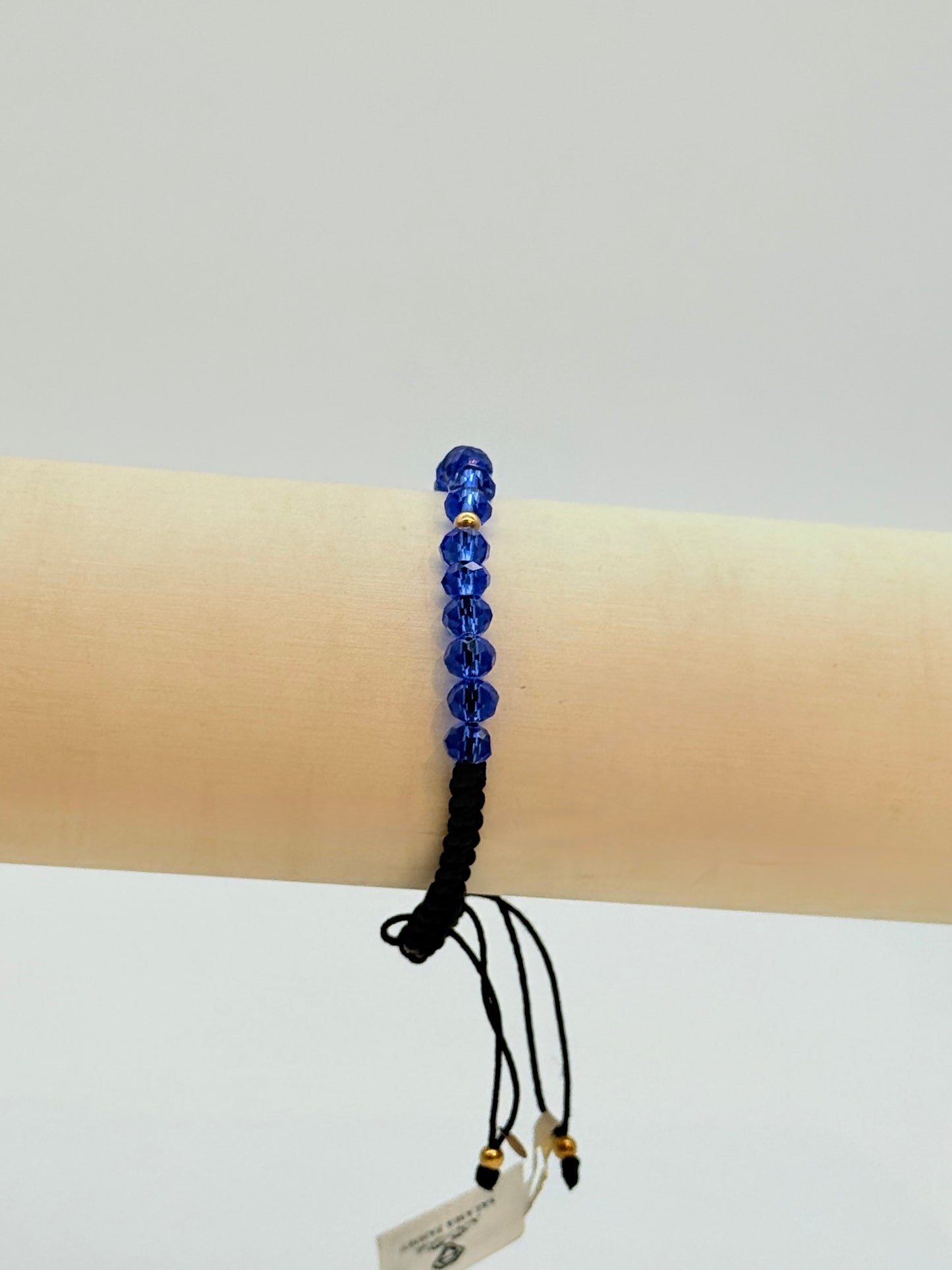 Blue Crystals Beads With Gold Beads Bracelet In 18K